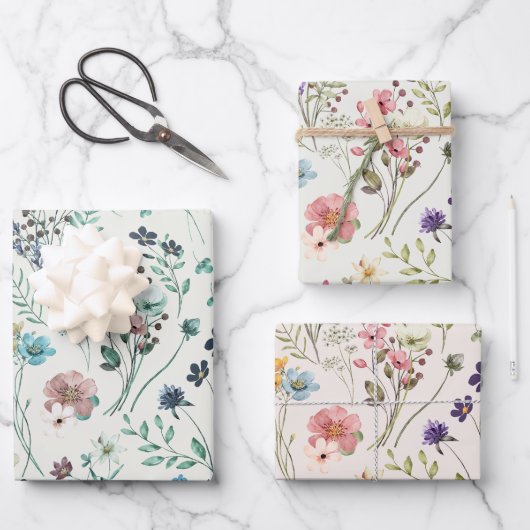 Rainbow Pastels Waterverf Wildflower Meadow Inpakpapier Vel (Voorkant)