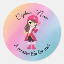 Rainbow Pastle YOUNG Girl Party Pirate Classic Ronde Sticker