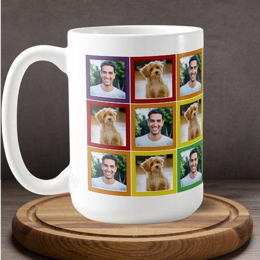 Rainbow Patchwork Pet Photo Squares Pattern Koffiemok