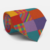 Rainbow Patchwork Plaid Stropdas (Opgerold)