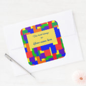 Rainbow Patchwork Quilt Abstract Design Bookplate Vierkante Sticker (Envelop)