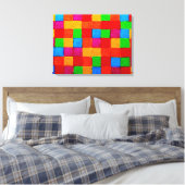Rainbow Patchwork Quilt Color Grid Abstract Canvas Afdruk (Insitu (Slaapkamer))