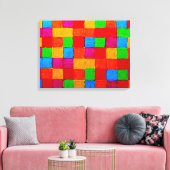 Rainbow Patchwork Quilt Color Grid Abstract Canvas Afdruk (Insitu (Woonkamer))