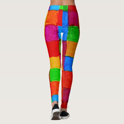 Rainbow Patchwork Quilt modern art abstract Leggings (Achterkant)