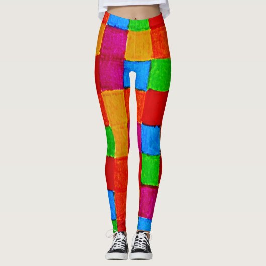 Rainbow Patchwork Quilt modern art abstract Leggings (Voorkant)