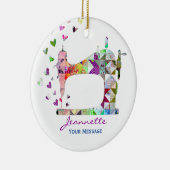 Rainbow Patchwork Quilt Sewing Machine Keramisch Ornament (Rechts)