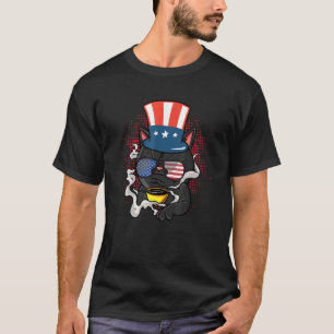 Rainbow Patriottische katachtige kat 4th van juli  T-shirt