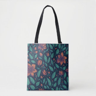 Rainbow-patroon met bloem tote bag