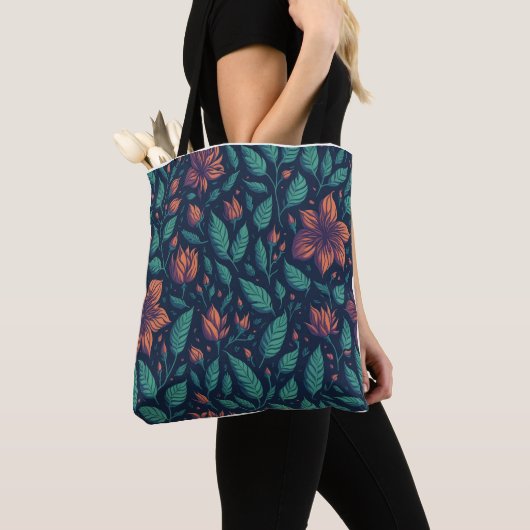 Rainbow-patroon met bloem tote bag (Dichtbij)