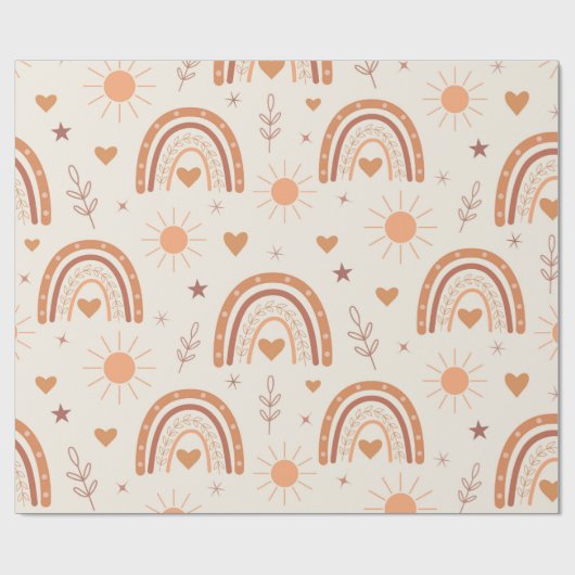 Rainbow-patroon van terracotta boho cadeaupapier (Vlak)