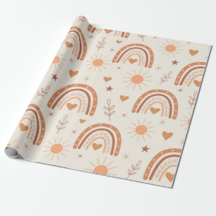 Rainbow-patroon van terracotta boho cadeaupapier
