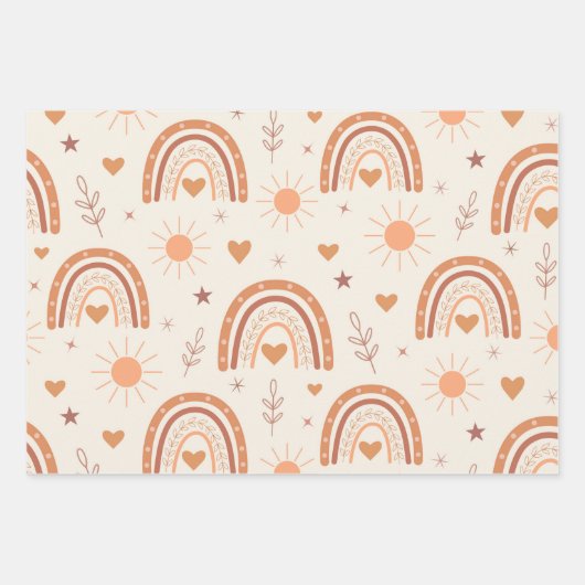 Rainbow-patroon van terracotta boho inpakpapier vel (Voorkant 3)
