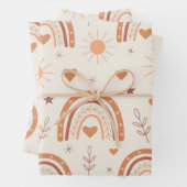 Rainbow-patroon van terracotta boho inpakpapier vel (In situ)