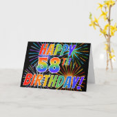 Rainbow Pattern "HAPPY 58TH BIRTHDAY!" + Vuurwerk Kaart (Gele Bloem)