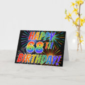 Rainbow Pattern "HAPPY 68TH BIRTHDAY!" + Vuurwerk Kaart (Gele Bloem)