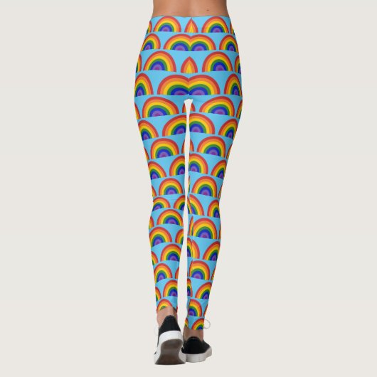 Rainbow Pattern op Helderblauwe LGBTQ Pride Leggings (Achterkant)