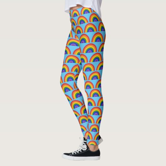 Rainbow Pattern op Helderblauwe LGBTQ Pride Leggings (Links)