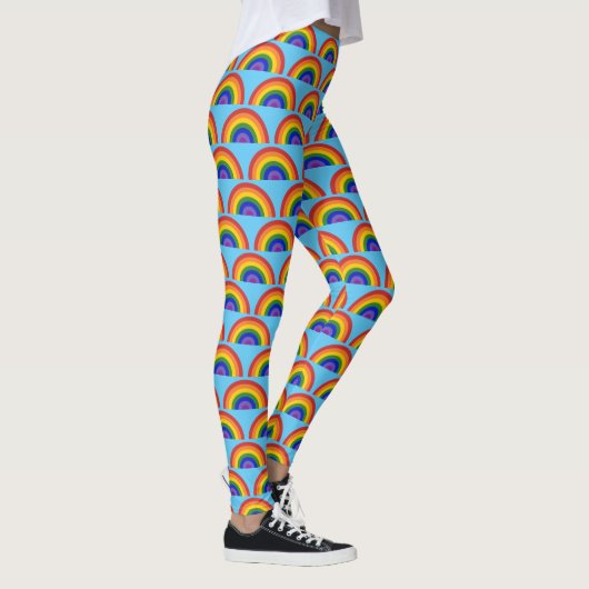 Rainbow Pattern op Helderblauwe LGBTQ Pride Leggings (Rechts)