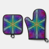 Rainbow pattern ovenwant & pannenlap set (Voorkant)