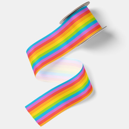 Rainbow Pattern Stripes Colorful Fun Satijnen Lint (Achterkant)
