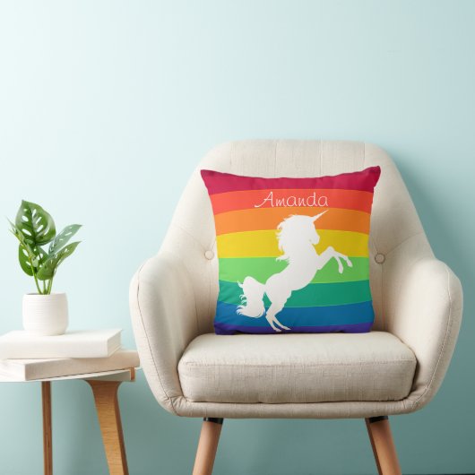 Rainbow Pattern White Unicorn - Aangepast op maat Kussen (Stoel)