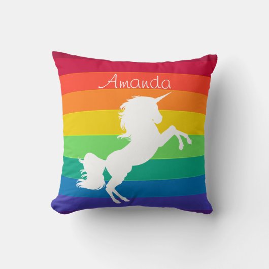 Rainbow Pattern White Unicorn - Aangepast op maat Kussen (Voorkant)