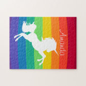 Rainbow Pattern White Unicorn - Aangepast op maat Legpuzzel (Horizontaal)