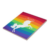 Rainbow Pattern White Unicorn - Aangepast op maat Tegeltje (Zijkant)