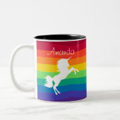 Rainbow Pattern White Unicorn - Aangepast op maat Tweekleurige Koffiemok (Links)