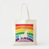 Rainbow Pattern White Unicorn Personalized Kinder Tote Bag (Voorkant)