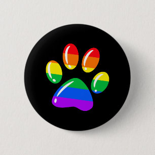 Rainbow Paw Print Dog Paw LGBT Pride LGBT Support Ronde Button 5,7 Cm