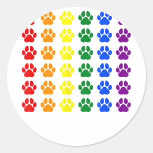 Rainbow Paw Print Dog Paw LGBT Pride LGBT Support Ronde Sticker
