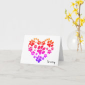 Rainbow Paw Print Hart voor het verlies van huisdi Kaart (Gele Bloem)