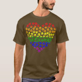 Rainbow Paw Print Heart Gay Pride Flag Hondenliefh T-shirt (Voorkant)