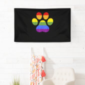Rainbow Paw Print Hondenpoot LGBT Pride Supporter  Spandoek (Insitu)
