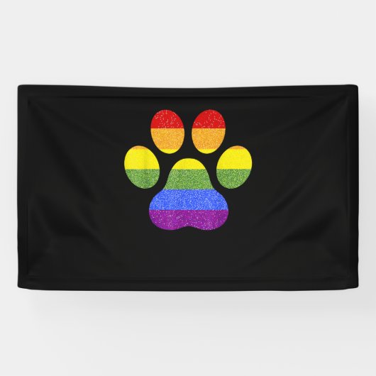 Rainbow Paw Print Hondenpoot LGBT Pride Supporter  Spandoek (Horizontaal)