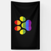 Rainbow Paw Print Hondenpoot LGBT Pride Supporter  Spandoek (Verticaal)