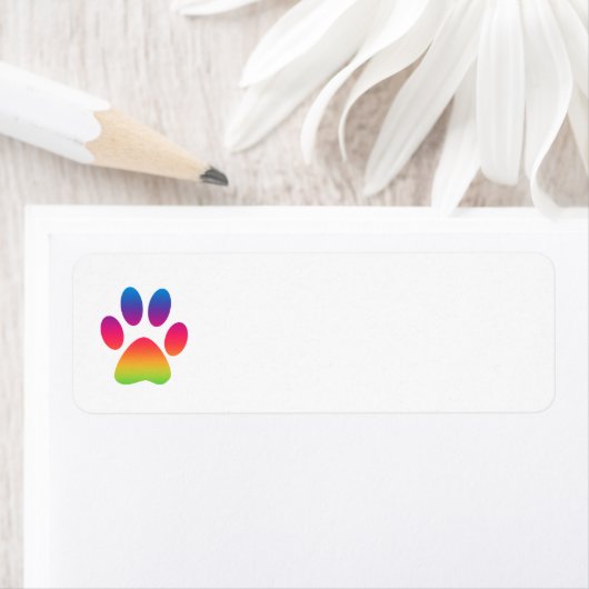 Rainbow Paw Print Return Address Label (Insitu)