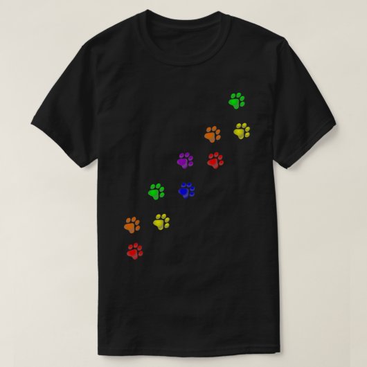Rainbow Paw Prints Gay Pride Pet Dog Kat Eigenaar  T-shirt (Design voorkant)
