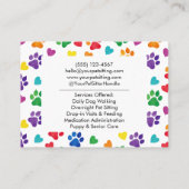 Rainbow Paw Prints  Hearts Customizable Pet Sitter Visitekaartje (Achterkant)