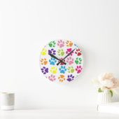 RAINBOW PAW PRINTS RONDE KLOK (Huis)