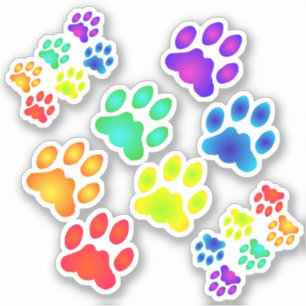 Rainbow Paw Prints Sticker Set