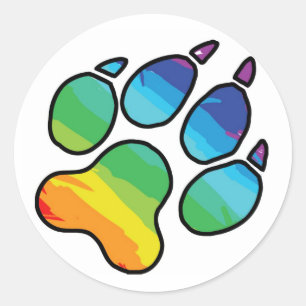 Rainbow Paw-Sticker Ronde Sticker