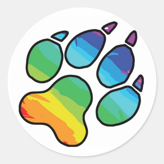 Rainbow Paw-Sticker Ronde Sticker (Voorkant)