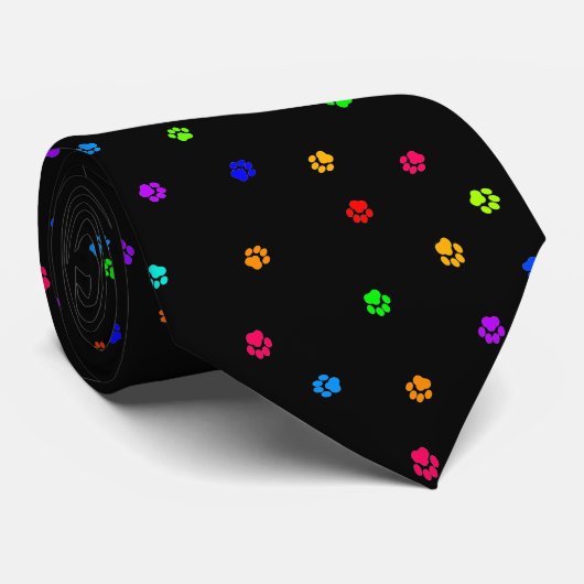 Rainbow Pawprint Necktie Stropdas (Opgerold)