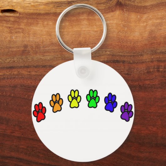 Rainbow Pawprints Sleutelhanger (Voorkant)