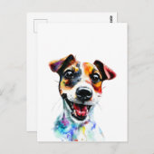 Rainbow Paws - Colorful Jack Russell Terrier Desig Briefkaart (Voorkant / Achterkant)