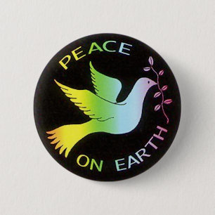 Rainbow Peace Dove Peace Sign Ronde Button 5,7 Cm
