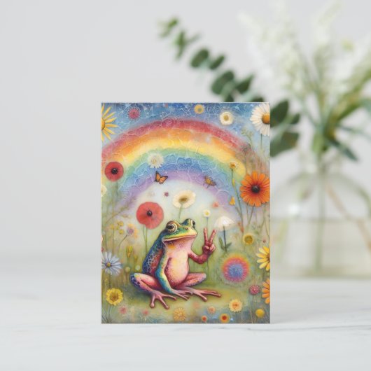 Rainbow Peace Frog Briefkaart (Staand voorkant)
