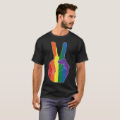 Rainbow Peace Hand, LGBT Gay Pride Month T-shirt (Voorkant volledig)